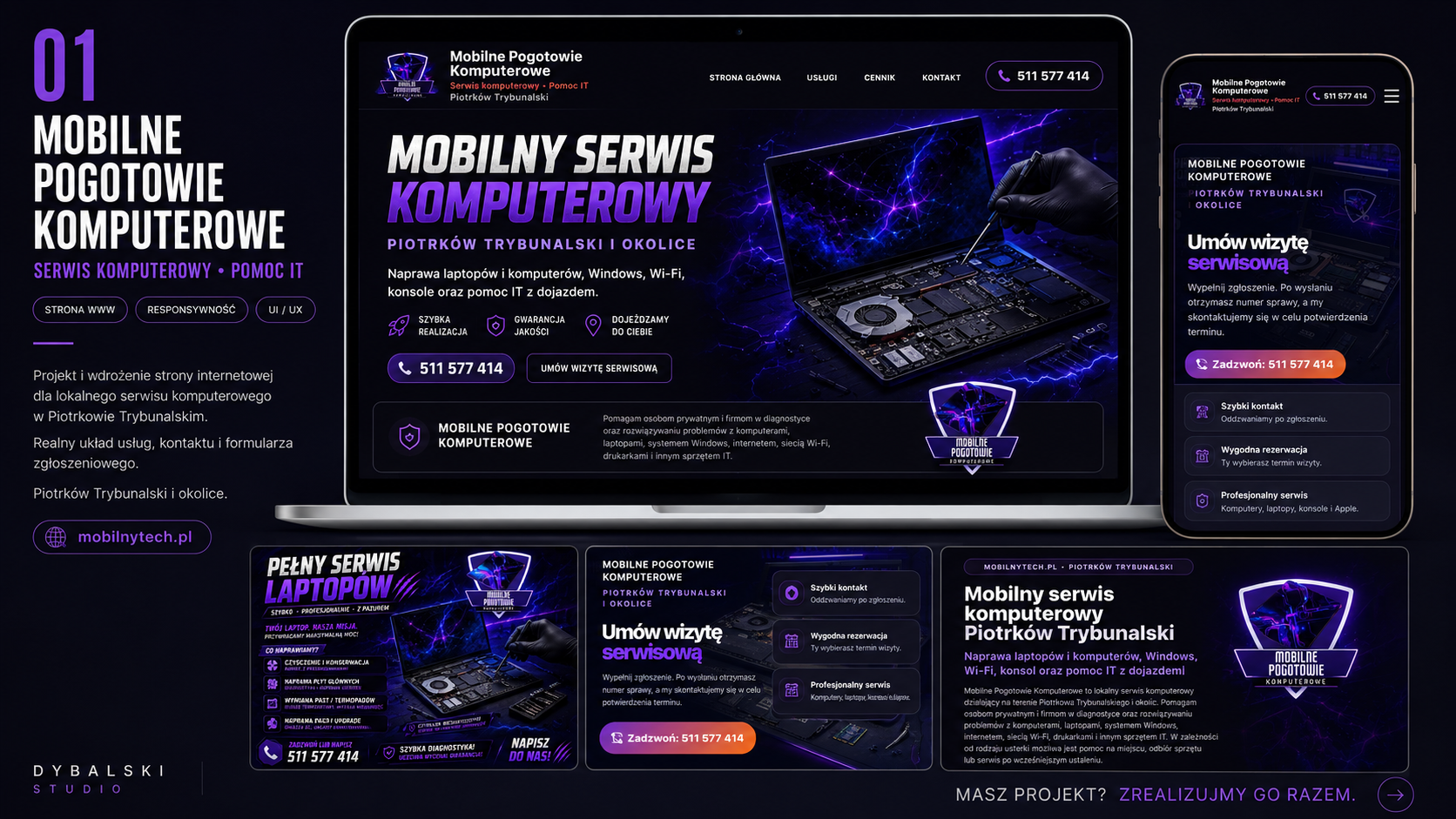 Realizacja strony internetowej Mobilne Pogotowie Komputerowe — Dybalski Studio
