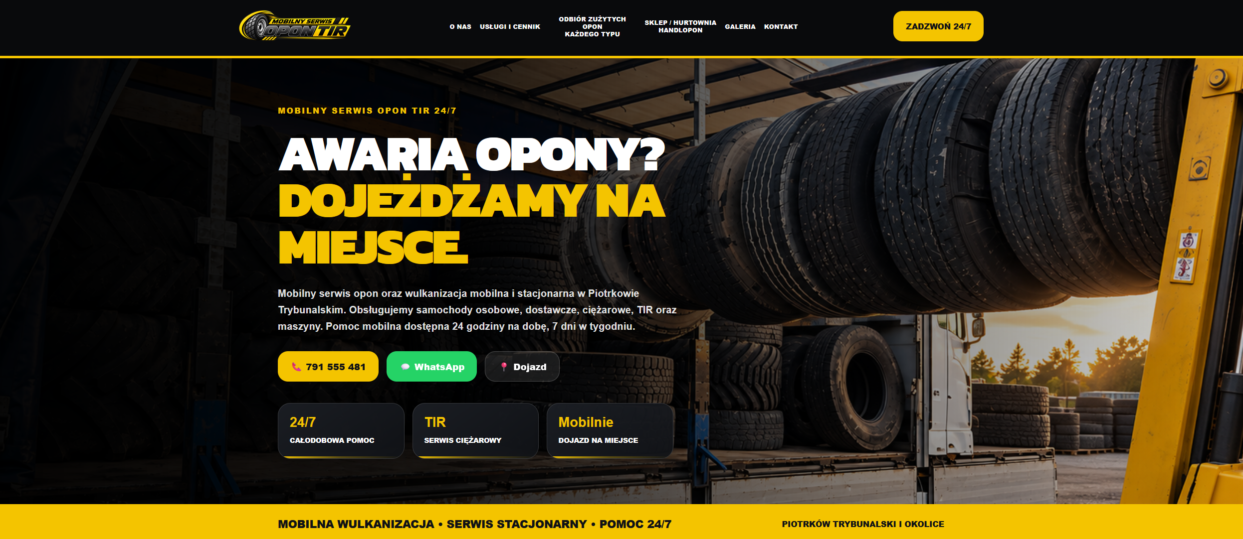 Realizacja strony internetowej Mobilny Serwis Opon TIR — Dybalski Studio