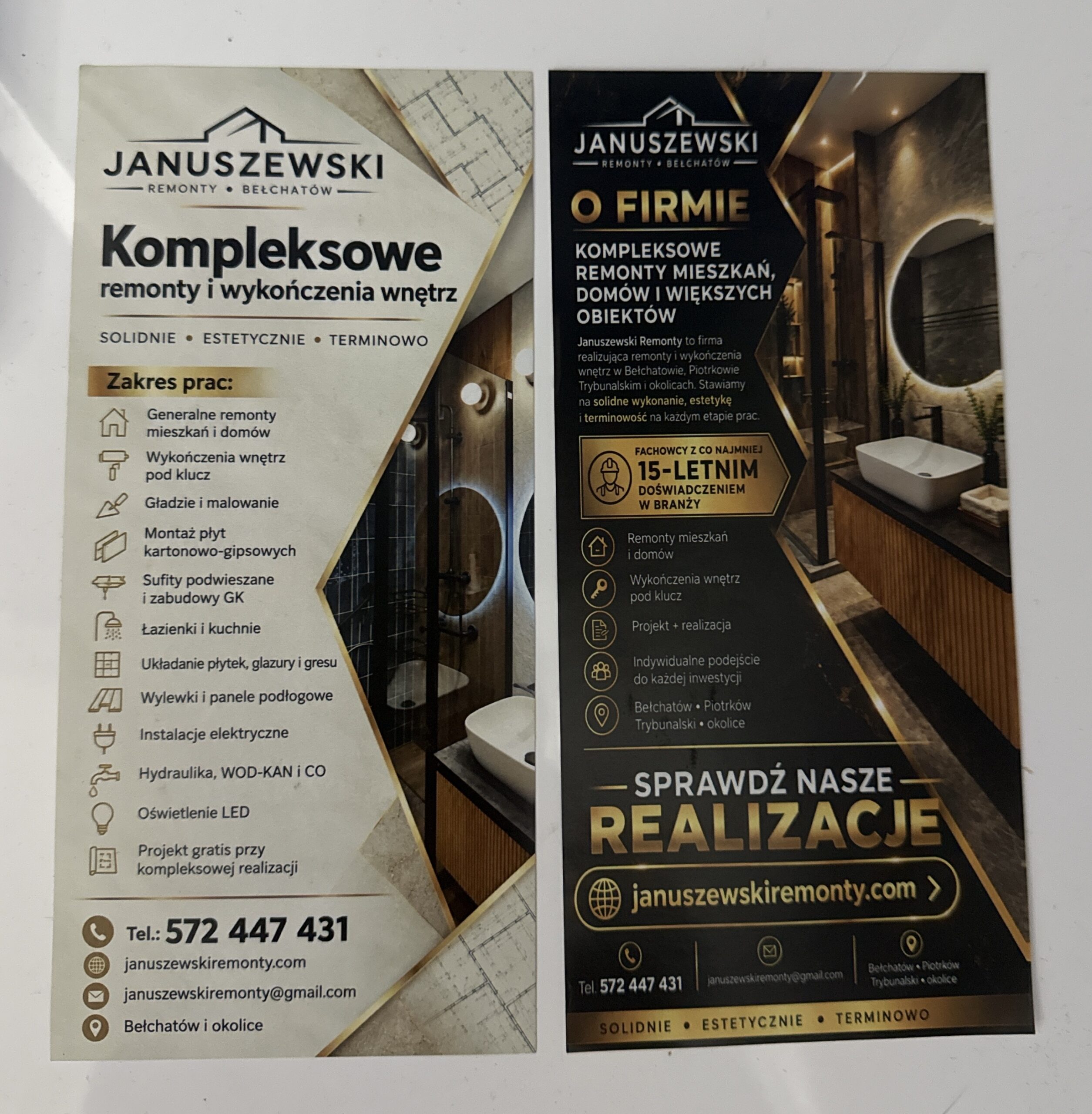 Ulotka DL Januszewski Remonty — projekt Dybalski Studio