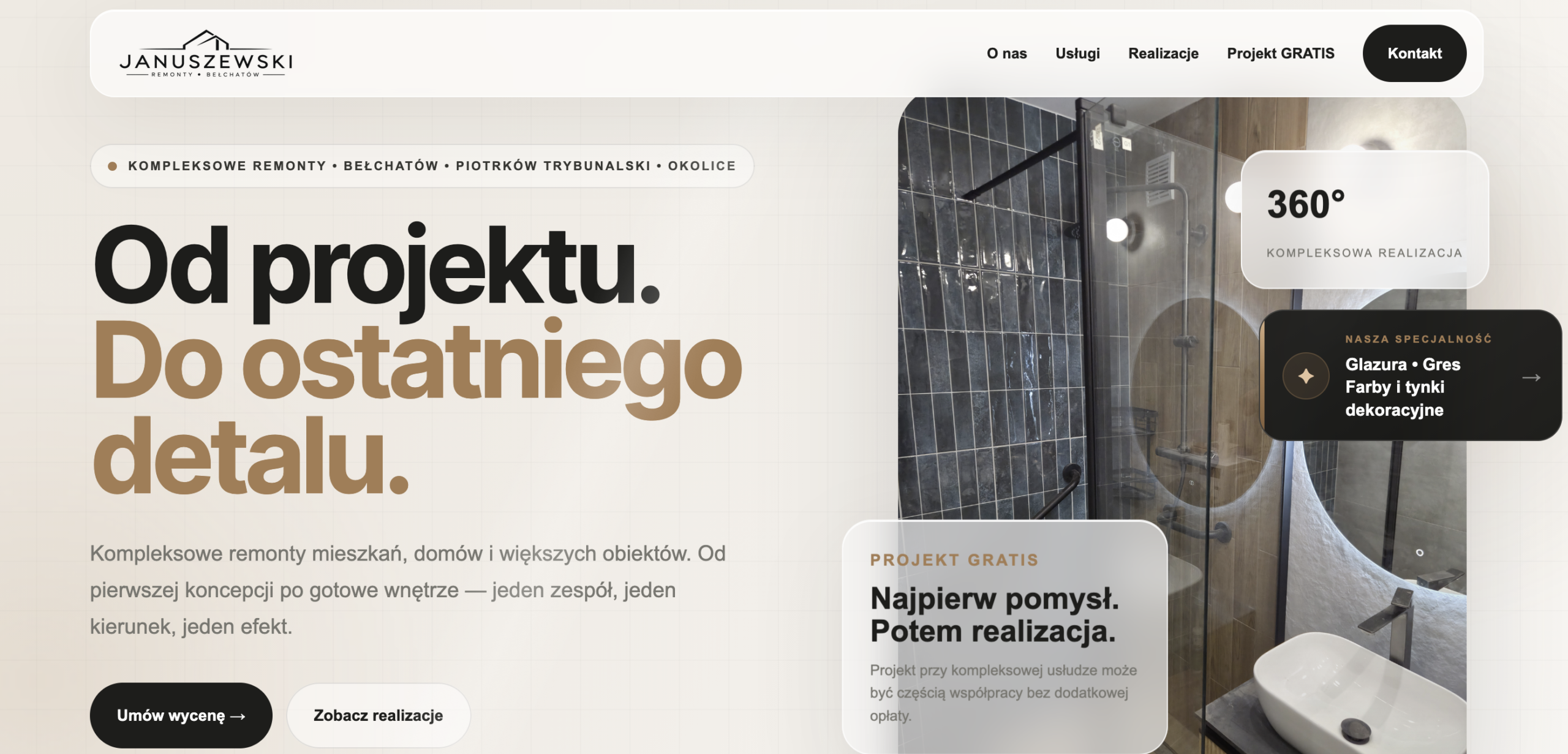 Projekt strony internetowej Januszewski Remonty — realizacja Dybalski Studio